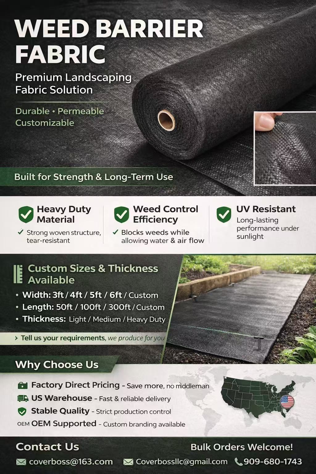 Premium Weed Barrier Fabric – Landscaping Ground Cover